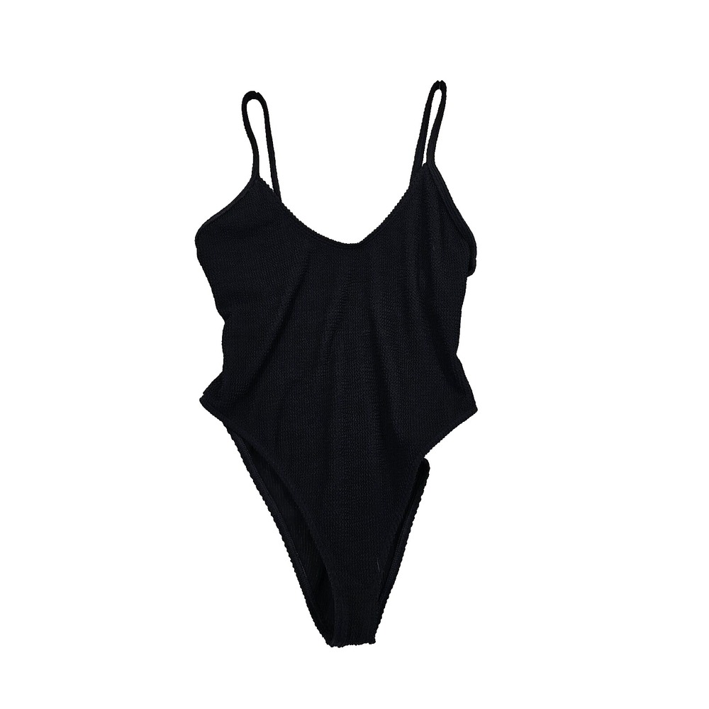 Good American Always Fits Sz 3/4 One Piece Bodysuit Swimsuit Black GSWO146‎ NWOT